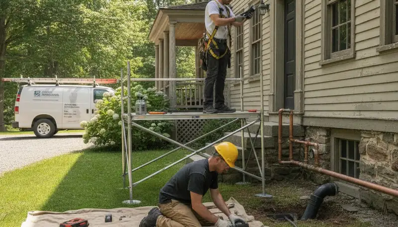 Burlington, MA plumber repairing a residential pipe for fast leak service