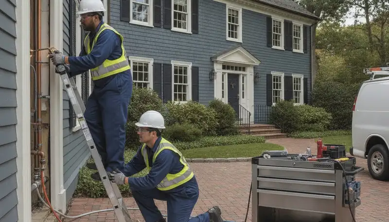 Burlington, MA plumber repairing a residential plumbing issue for local home service customers