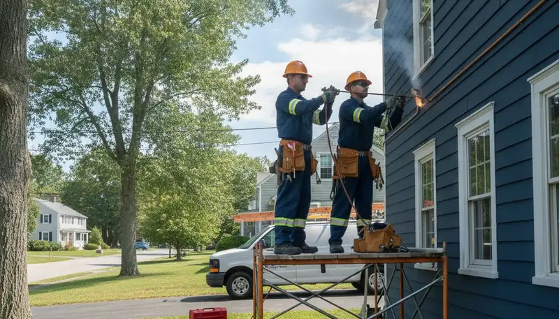 Burlington MA plumber repairing a residential pipe leak for local plumbing service