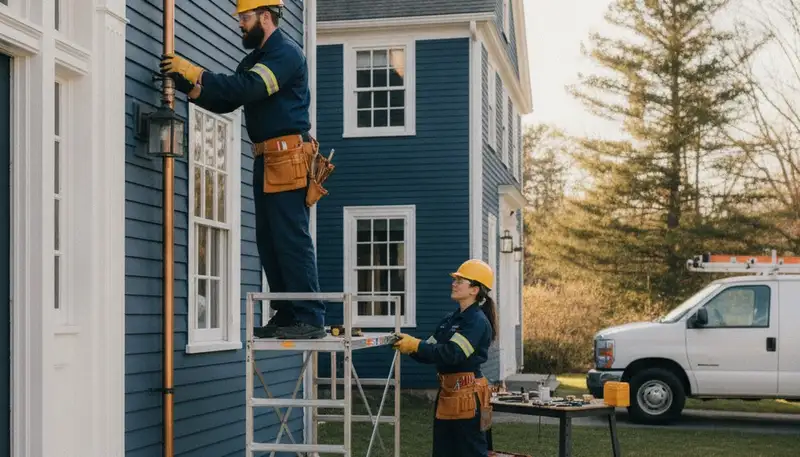 Burlington, MA plumber repairing a leak for a local plumbing service customer