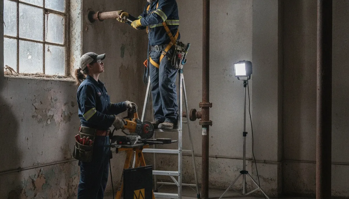 Plumber repairing a pipe in Burlington, MA for emergency plumbing service