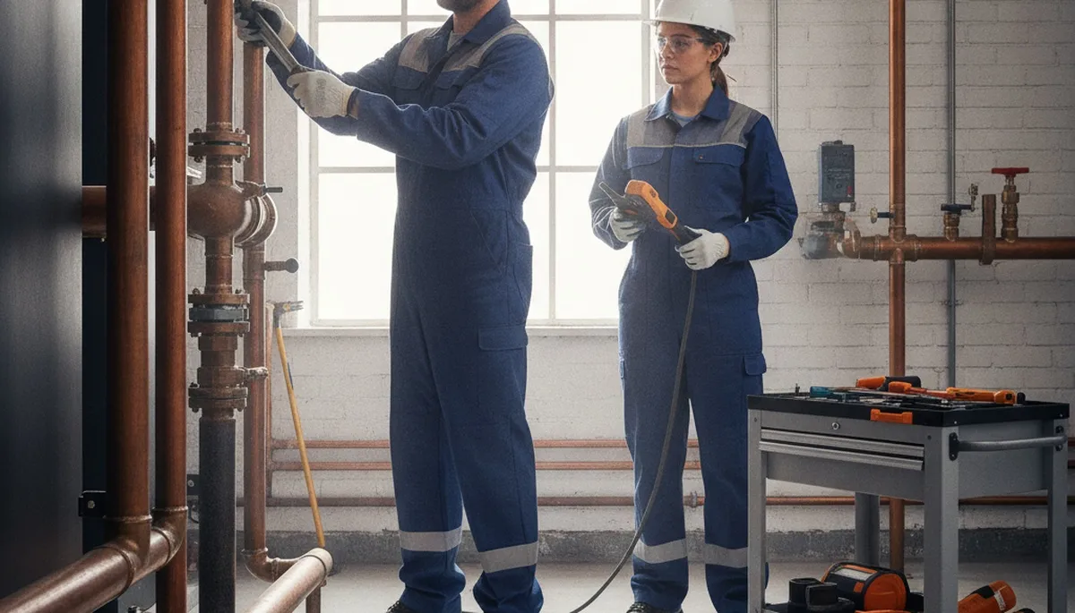 Plumber repairing pipes for Burlington, MA homes during cold-weather plumbing service