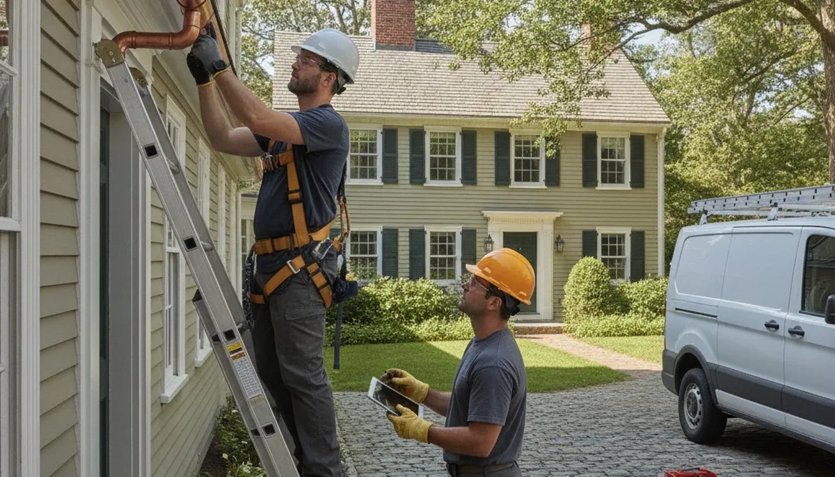 Plumbing repair technician serving Burlington, MA on an area service page