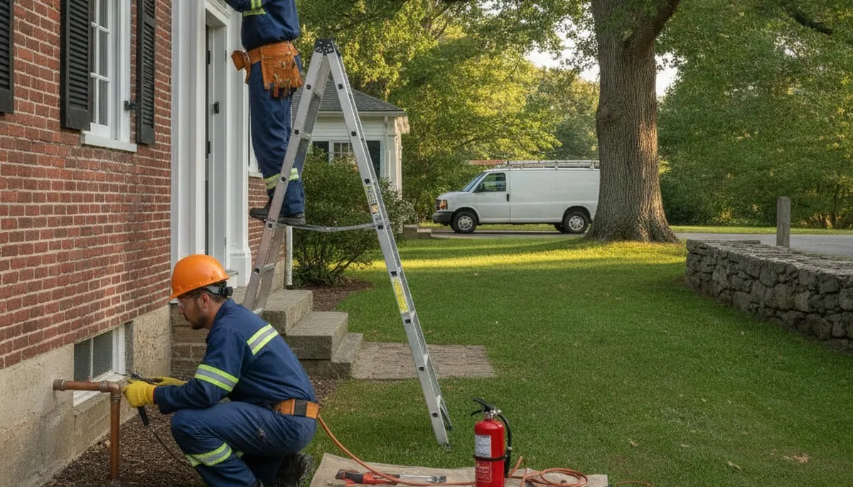 Plumber repairing pipes in Burlington, MA for local plumbing service
