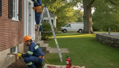 Plumber repairing pipes in Burlington, MA for local plumbing service