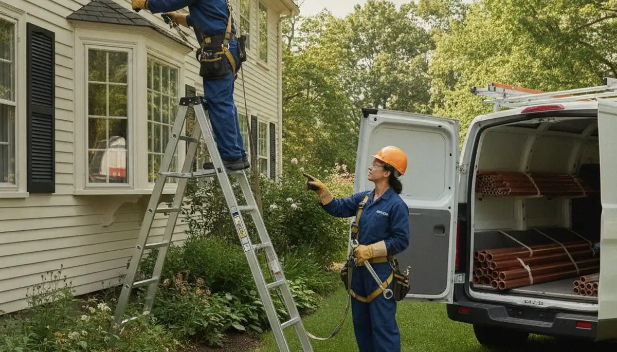 Plumber repairing a pipe in Burlington, MA for residential plumbing service