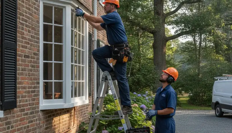 Plumber repairing a plumbing fixture in Burlington, MA for local residential service