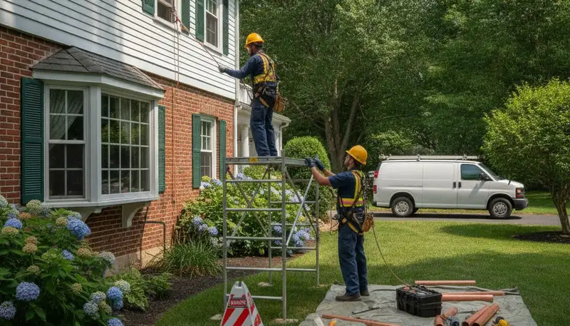 Burlington, MA plumber repairing a residential pipe for plumbing service