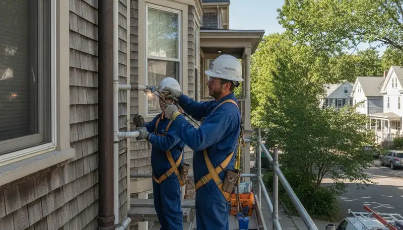 Burlington, MA plumber repairing a plumbing system for residential service work