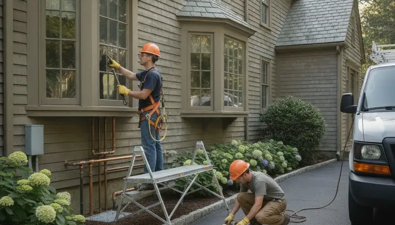 Burlington, MA plumber repairing a residential pipe for local plumbing service