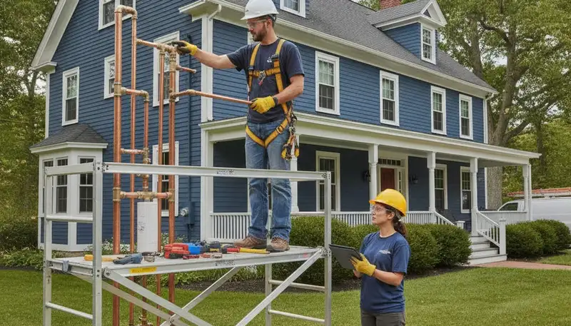 Burlington, MA plumber repairing a residential pipe for fast, reliable plumbing service