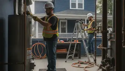Plumber repairing a leak in Burlington, MA, for residential plumbing service