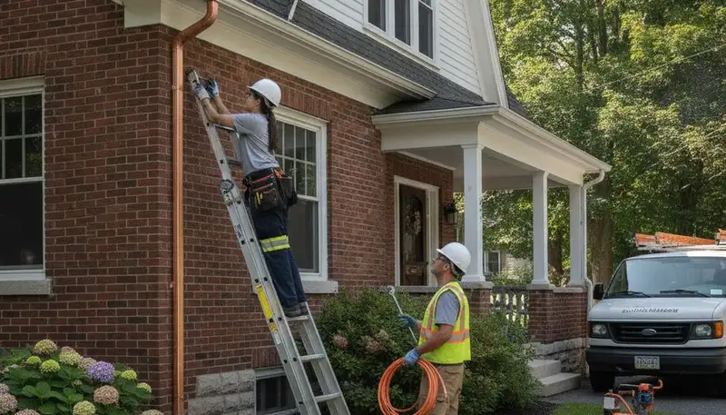 Burlington, MA plumber repairing a residential pipe leak for plumbing repair service