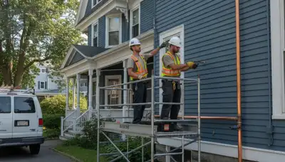 Plumber repairing a leak in Burlington, MA for plumbing repair service