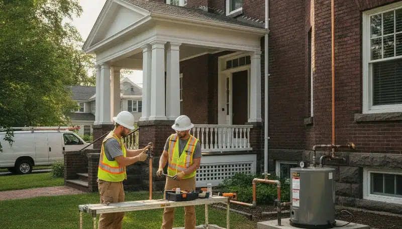 Burlington, MA plumber repairing a residential plumbing system for local plumbing service support