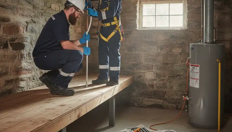 Plumber repairing a pipe in Burlington, MA for plumbing repair service