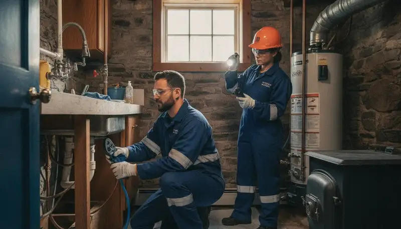 Burlington, MA plumber repairing a residential pipe for plumbing repair service