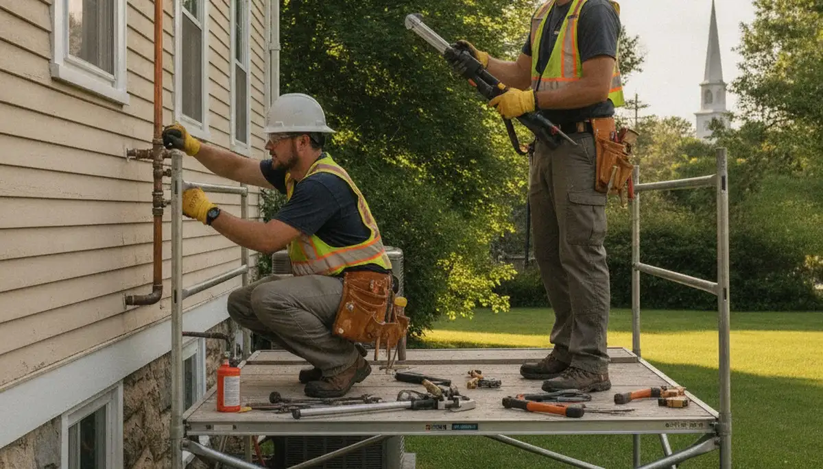 Burlington, MA plumber repairing a residential pipe for fast plumbing service