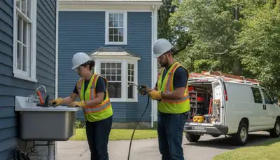 Plumber repairing a leak in Burlington, MA for plumbing repair services