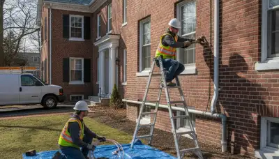 Plumber repairing plumbing in Burlington, MA for local residential service call