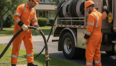 Septic pumping service truck for Burlington, MA homes by On Call Plumbers