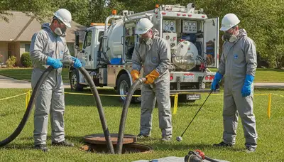 Septic tank cleaning service in Burlington, MA for a home plumbing system