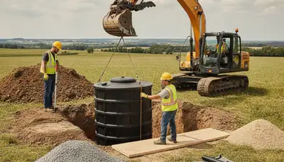 Septic tank installation for Burlington, MA home by professional plumbers