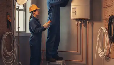 Tankless water heater installation for Burlington, MA home by On Call Plumbers