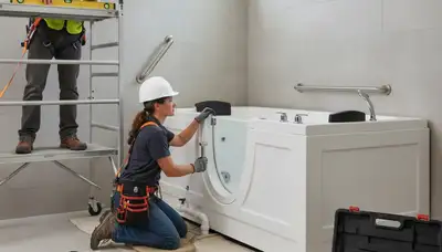 Walk-in tub installation in Burlington, MA by On Call Plumbers for safer bathing